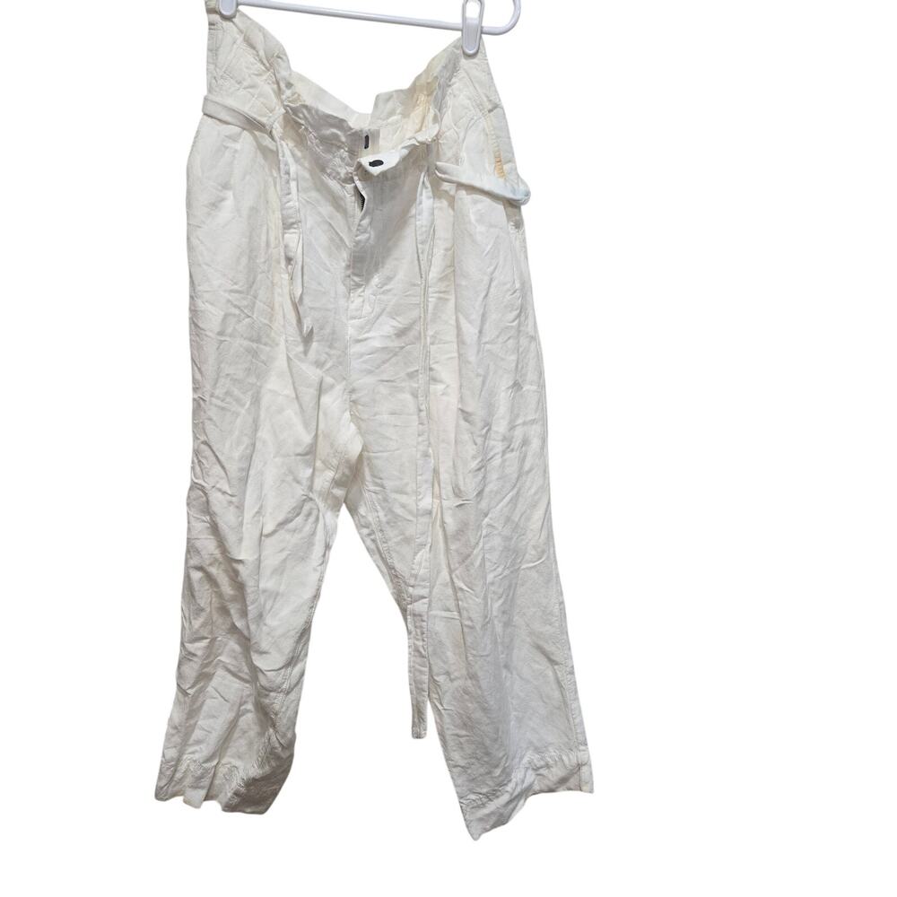 Madewell Linen-Blend Paperbag Pants AN840 Women's 12 Ivory